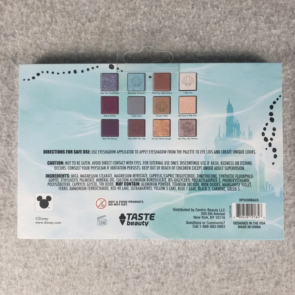 Disney The Little‎ Mermaid Ariel Eyeshadow Palette 12 Shades Taste Beauty New